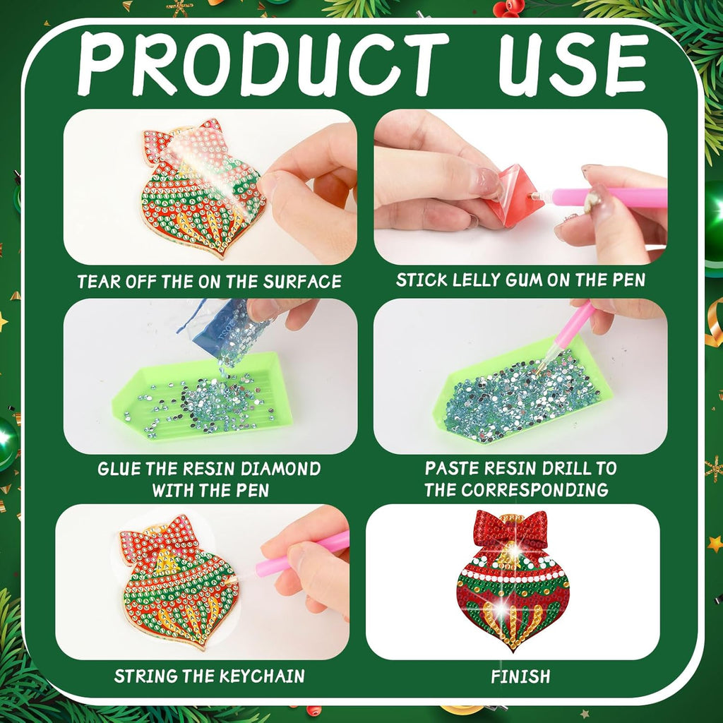 Christmas Diamond Painting Ornaments Kit – 20 Sparkling Hanging Decorations🎄
